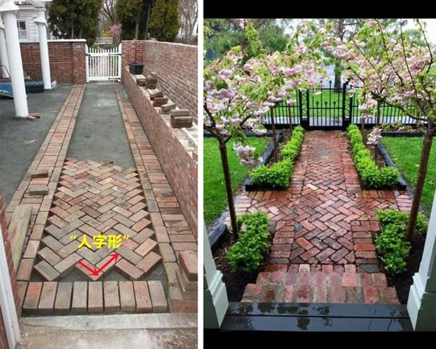 院子铺条小路用红砖才经典5种新铺法砖缝打上水泥耐用耐看