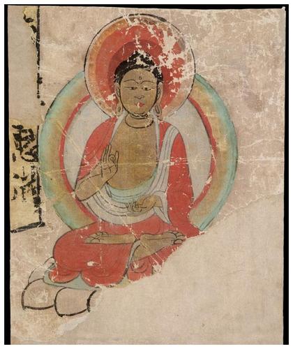 藏在大英博物馆的敦煌唐代遗画《莲花佛像》