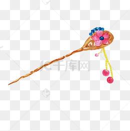 中国古风手绘发簪鲜花