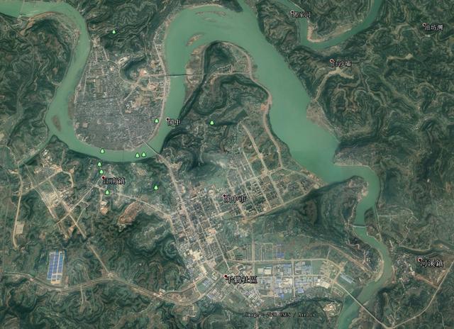 同一视角高度下 四川南充各县市城区卫星地图