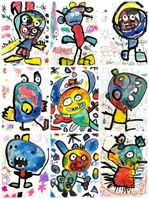 儿童画《可怕的小怪兽》3-4岁小朋友作品_儿童画_怪兽