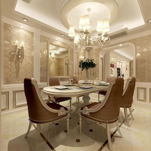 吊顶背景墙欧式三居吊顶简欧风格餐厅装修效果图