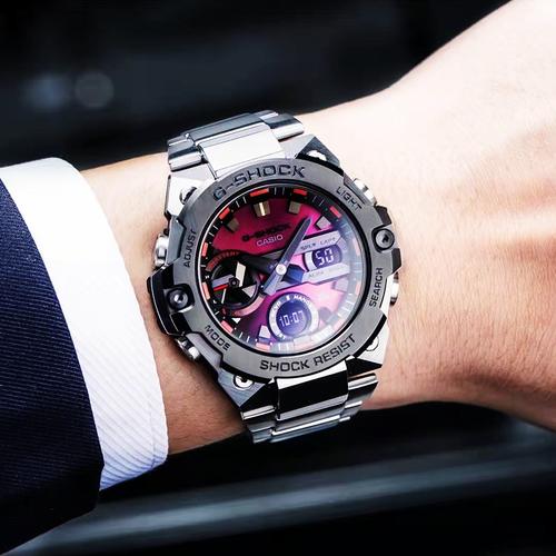 卡西欧g-shock太阳能钢铁之心王一博同款金属蓝牙手表男gst-b400