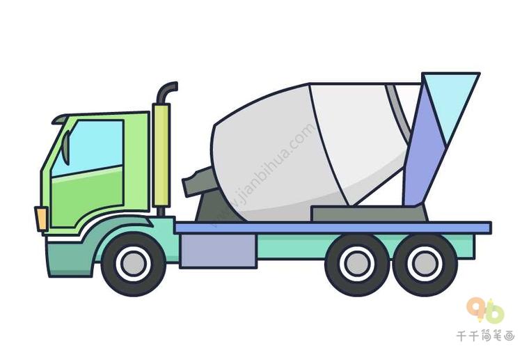搅拌车简笔画画法工程车简笔画