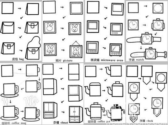 【转载】 好可爱!快点来学习正方形的简笔画