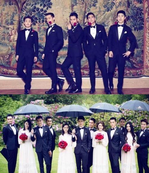 明星的伴郎团:黄晓明的豪华,袁弘的颜值高,陈小春的最让人服气