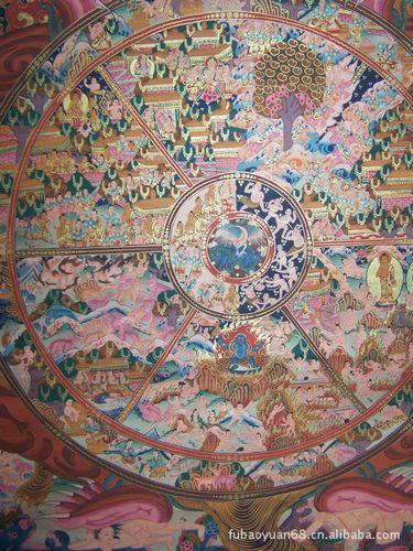 传统矿物颜料-手绘唐卡-十二因缘生死轮回图