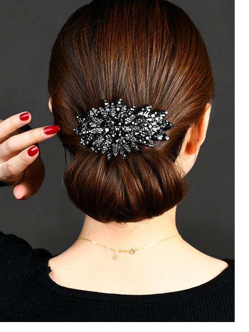 水钻发饰花饰夹头发卡妈妈发夹弹簧盘发花朵发饰