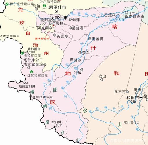 新疆喀什地区地图