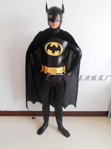 节日表演服装 cosplay用具 儿童成人 黑色涂胶蝙蝠侠紧身衣