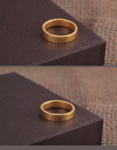 友宝手工锤纹戒指古法黄金足金999尾戒情侣对戒定制刻字 支持来料老鳯