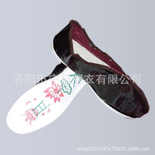高档男款老北京棉寿鞋 印底莲花 手工纳底 鞋面老人鞋殡葬品批发
