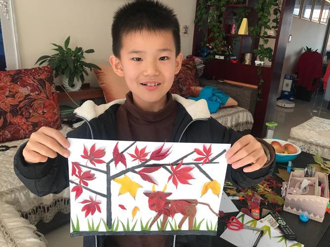 感受秋天的魅力,一起玩转树叶手工贴画吧