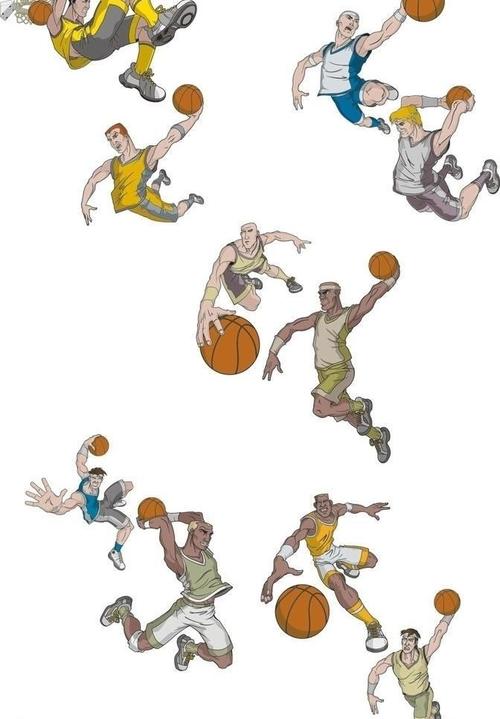 超酷扣篮动作矢量素材图片