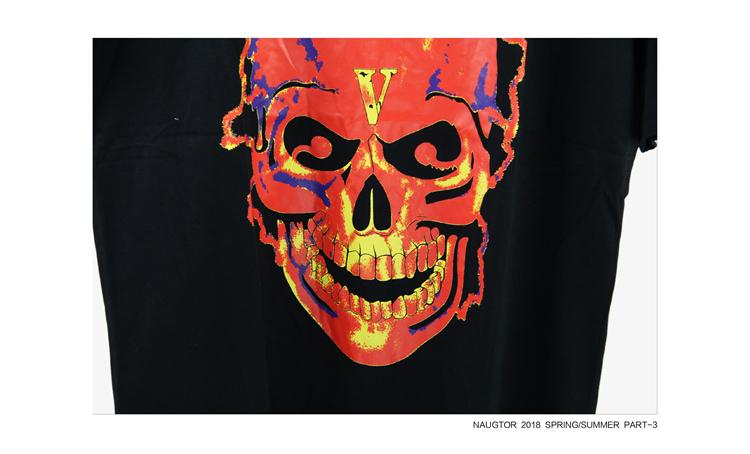 vlone life欧美嘻哈潮牌火焰骷髅头宽松ins同款情侣装