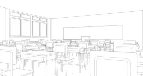 【绘画参考】教室的多种角度,日系校园风必备素材