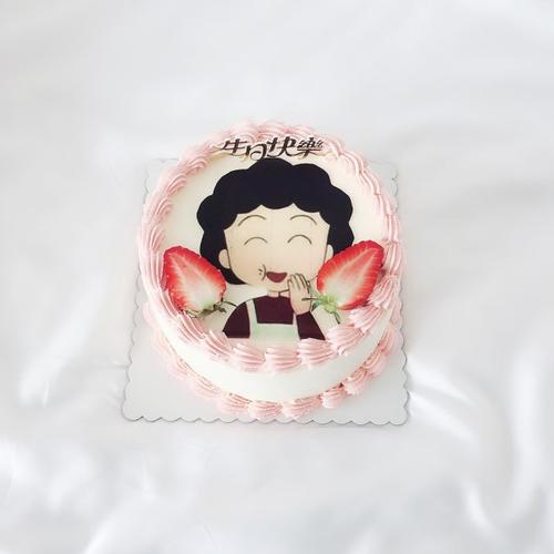 展颜11做的小丸子妈妈生日蛋糕(奶油转印)