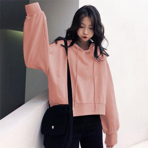 卫衣女连帽春秋上衣慵懒宽松长袖短款