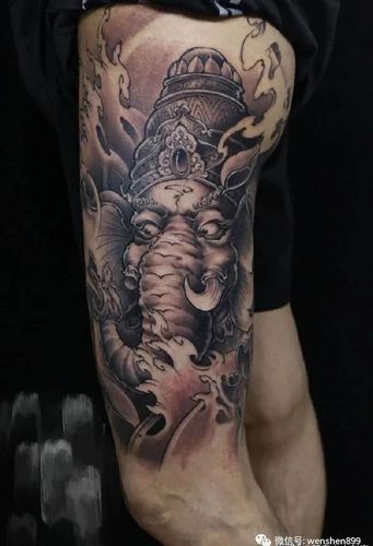 象神纹身图案 胳膊纹身图案 象神纹身素材