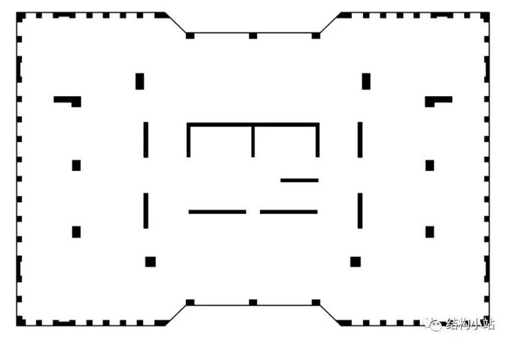 图45 奥特里中心平面(混凝土支撑布置两端的槽形范围)
