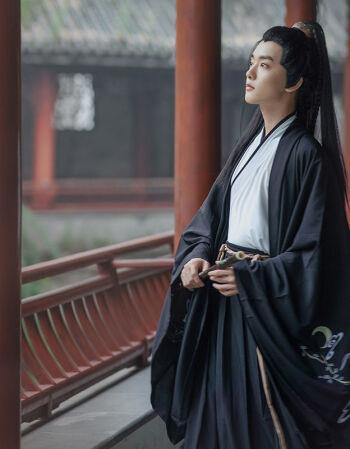 高品质桃源记汉服男魏晋风黑色系男生汉服仙气古装男汉服黑色全套xl