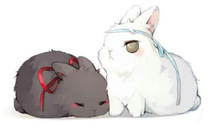 《魔道祖师》q版人物,蓝忘机和魏无羡化身小兔子,网友