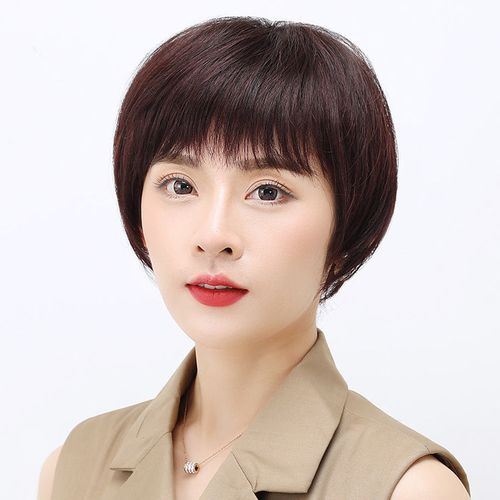中老年假发女短发真发套女全头逼真高档假发真头发波波头真人头套
