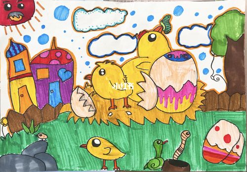 一年级美术丨下册丨《出壳了》学生作品_美术_小学美术_文化_绘画