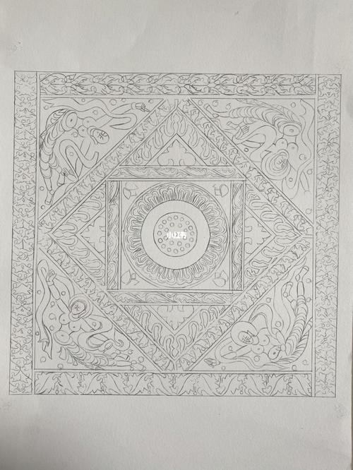 敦煌飞天壁画藻井图|装饰画含过程和教程_敦煌_装饰画