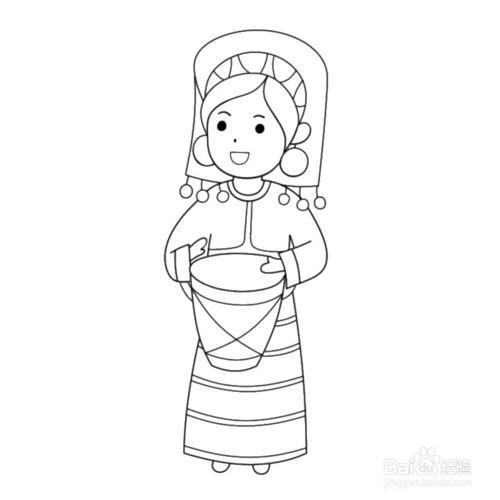 简笔画-如何画q版德昂族女人的简笔画