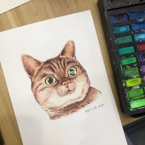 水彩猫咪_水彩画_猫咪_文化_绘画