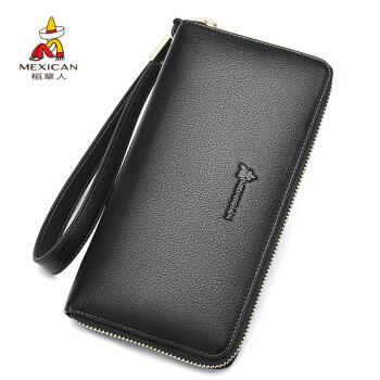 稻草人手包男头层牛皮长款拉链钱包商务休闲手抓包潮流手机手拿包 b款