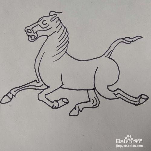 如何画古代很有名的青铜装饰品马踏飞燕简笔画