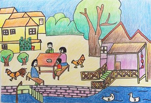 我的家乡儿童画作品图片