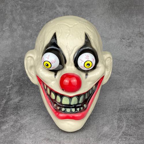 新款万圣节吓人红鼻子小丑面具 整蛊恐怖咧嘴电锯杀人