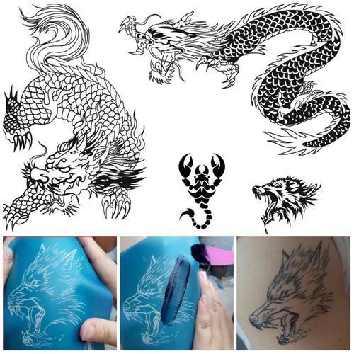 过肩龙纹身贴模板可重复男女防水持久仿真刺青花胸全半臂花臂果汁半臂