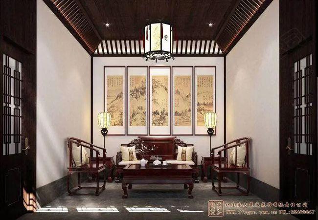 在四合院的内部选择了以实木色为                    朴和厚重.