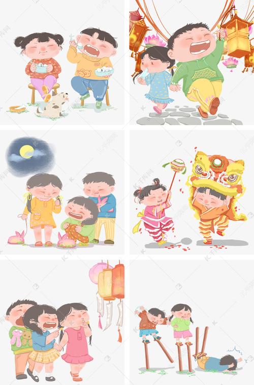 中国风元宵佳节吃汤圆看花灯猜字
