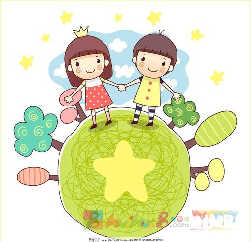 卡通人物手拉手图片简笔画