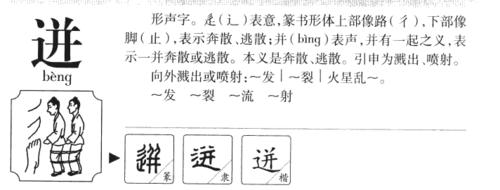 迸的部首|迸的拼音|迸的组词|迸的意思 - 查字典