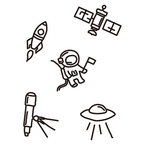 熊野|愿我会揸火箭带你到太空去可爱宇航员飞船简约ins风纹身贴