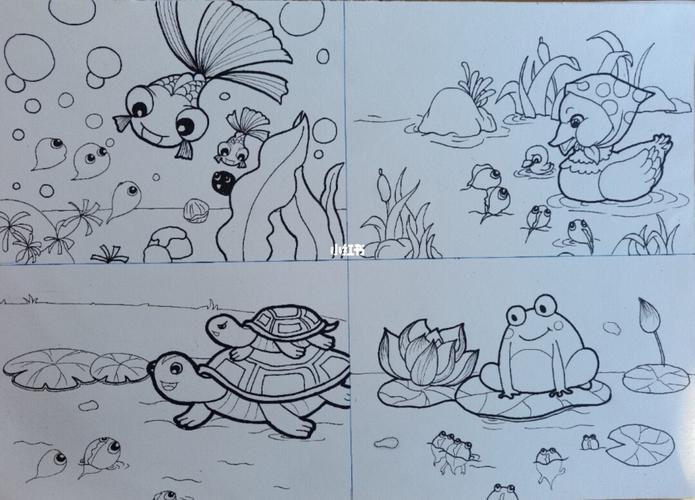 儿童故事简笔画(小蝌蚪找妈妈)_简笔画_儿童故事_寒假