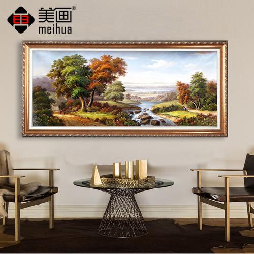 美画手绘油画客厅装饰画酒店定制画大型壁画玄关横版