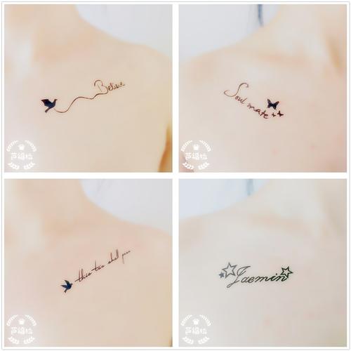 网红纹身贴防水持久女英文字母锁骨图案手臂刺ins风30