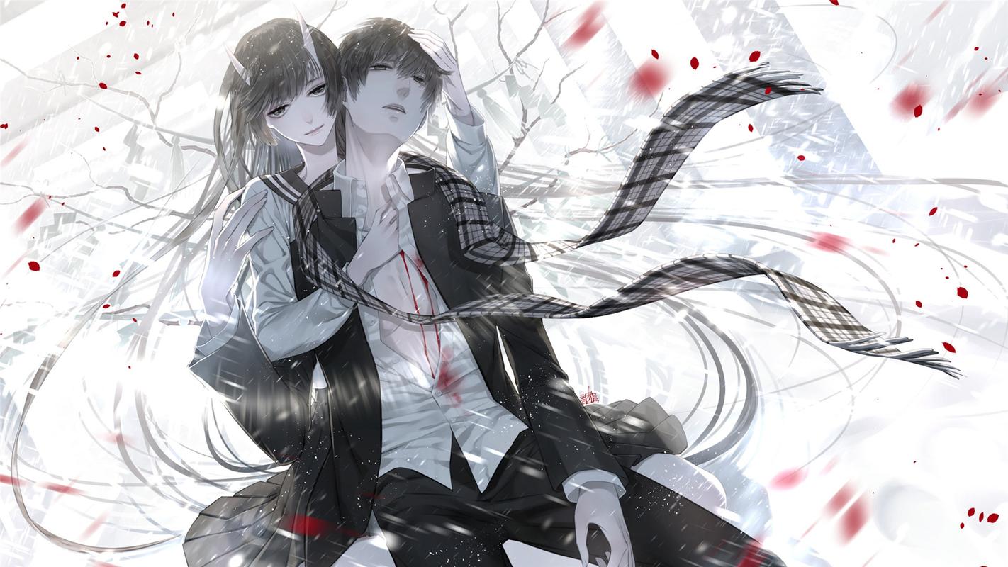 二次元卡通情侣高清桌面壁纸-卡通动漫-壁纸下载-美桌