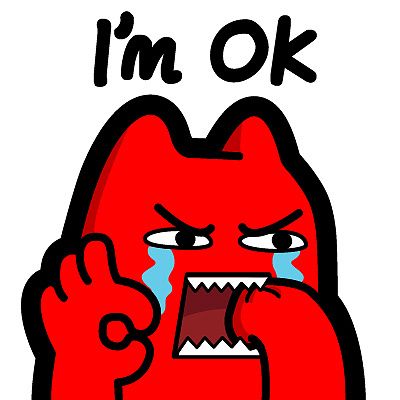 i39【魔鬼猫表情-i'm ok】#半身 委屈 流泪 哭 难过 伤心 皱眉