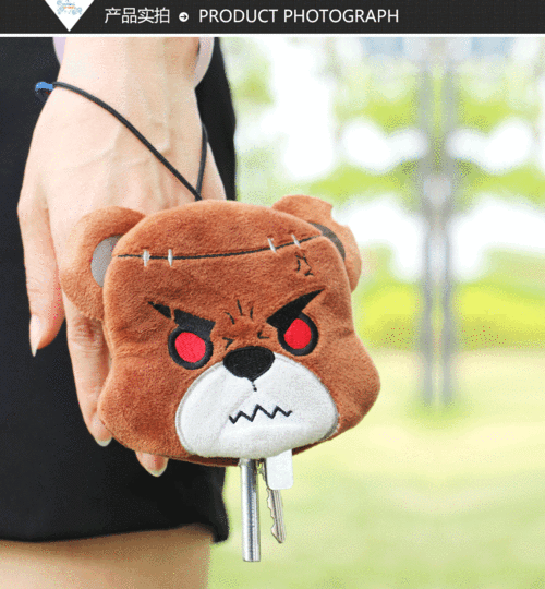 民间鬼术黑娃动漫卡通布艺汽车抽拉式大口袋大钥匙包女零钱包卡包