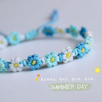 ins网红渐变小雏菊手链手绳材料包diy手工编织编绳线配绳情侣礼物蓝