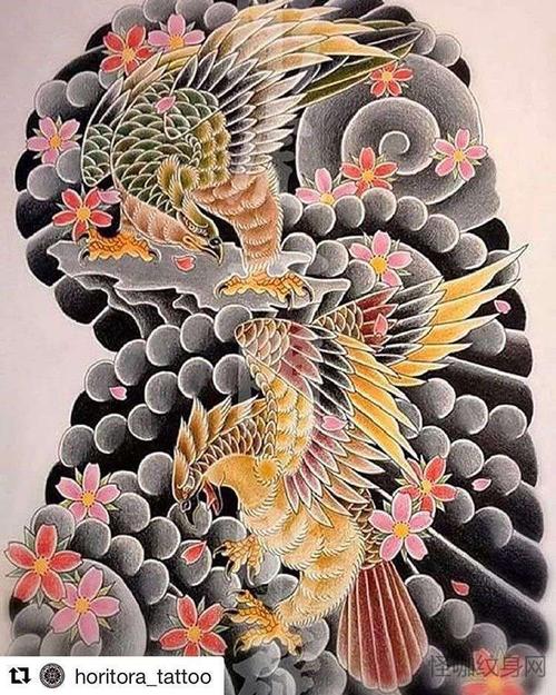 新传统手稿老鹰纹身图案