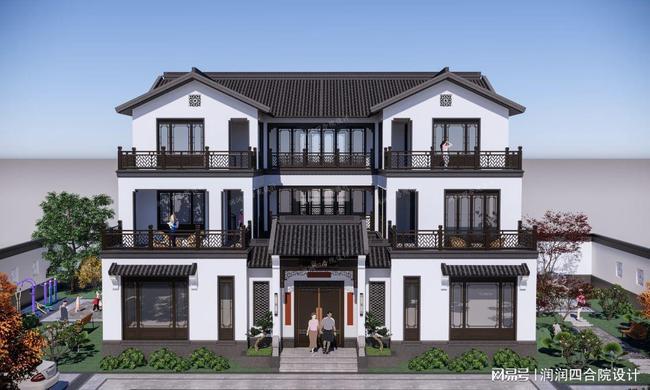 建四合院就要步步高升湖北黄冈三层新中式四合院别墅17618